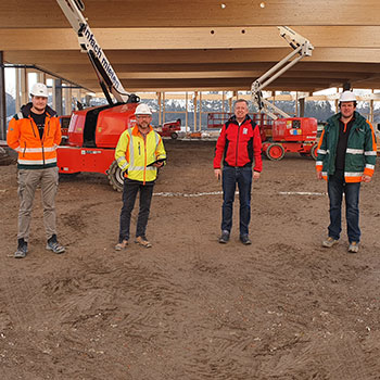 v.l.n.r.: Christoph Hartleb (Bauleiter, Granit), Günther Urányi (Baustellenkoordinator), Fritz Müller (Müller Transporte), Martin Feuchter (Polier, Granit)